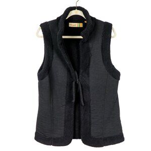 True Grit Dry Goods Vest L Womens Y2K Black Soft Lining Tie Front Country